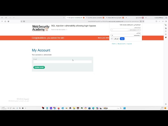 SQL injection vulnerability allowing login bypass