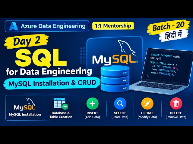 SQL for Data Engineering | MySQL Installation & CRUD | Day 2