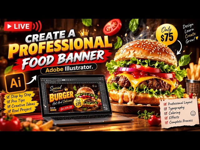 Create a Professional Food Banner in Adobe illustrator. @Designsbymehru