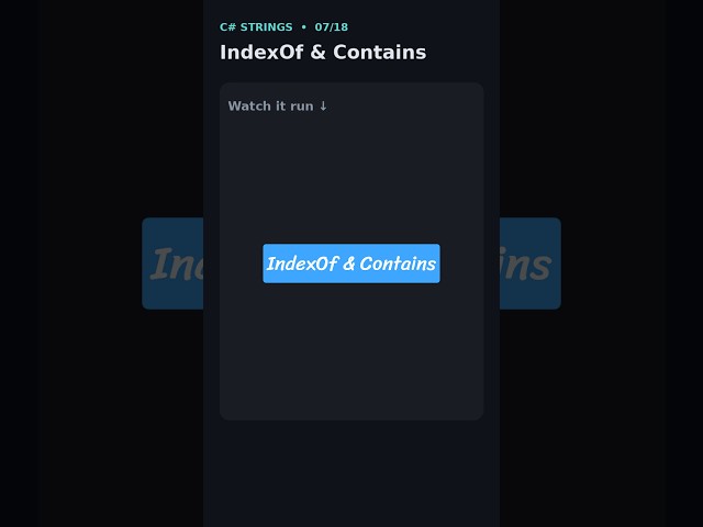 Find Characters Instantly — IndexOf & Contains  #shorts