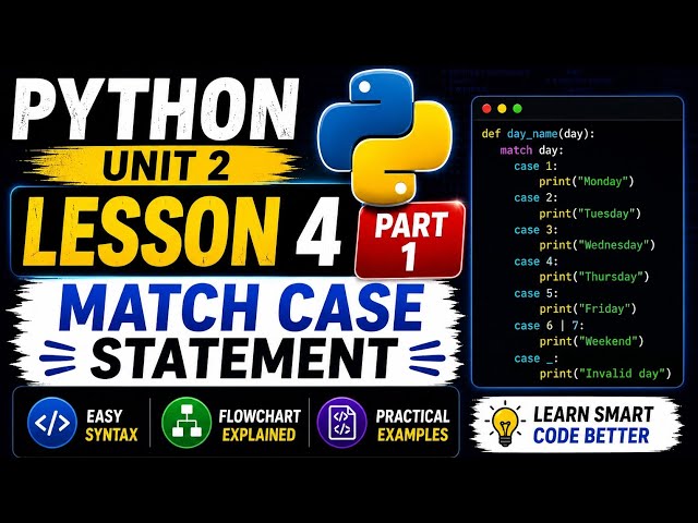 Python Match Case Statement in Python | Unit 2 Lesson 4 (Part 1) | Python Tutorial for Beginners
