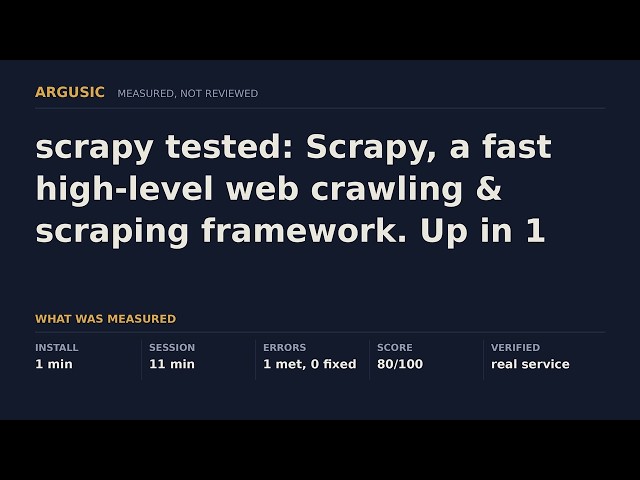 scrapy tested: Scrapy, a fast high-level web crawling & scraping framework. Up in 1 minute.