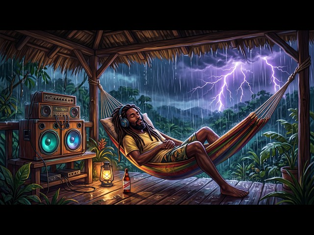 Stormy Night Reggae 🌩️ Deep Bass Chill Under the Rain