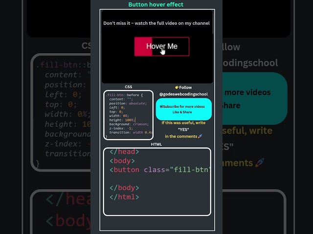Mind-Blowing Button Hover Effect | Modern CSS Trick 🔥