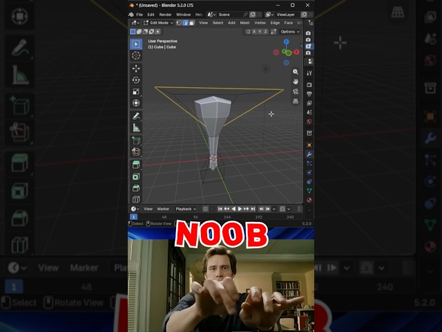 Blender Noob vs PRO: Edge Crease Secret Tip You NEED to Know! 🤯🔥 #blender #3d #trending #tutorial