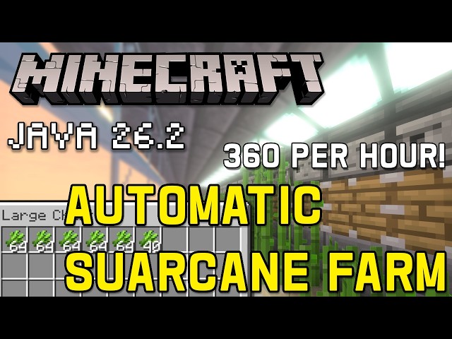 Minecraft's EASIEST Automatic Sugarcane Farm | Java 26.2+ Tutorial