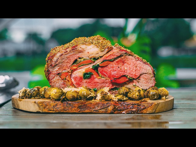 The ULTIMATE Christmas Roast!  Prime Rib On A Big Green Egg!  Stuffed Prime Rib Recipe