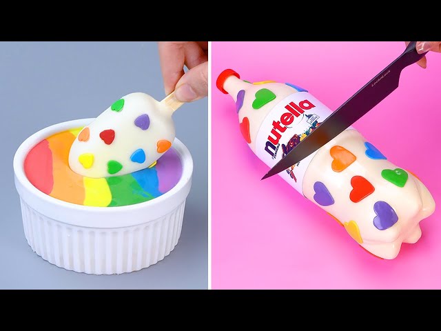 NUTELLA Rainbow Cakes Are Very Creative And Tasty 🔴🟠🟡🟢🔵🟣 Perfect Chocolate Cake Dessert Hacks
