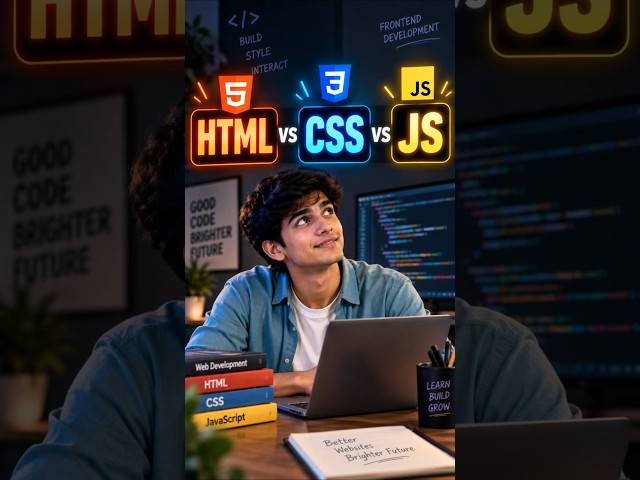 HTML vs CSS vs JavaScript Explained! 🔥 #shorts #telugu #fullstack #html #css #javascript