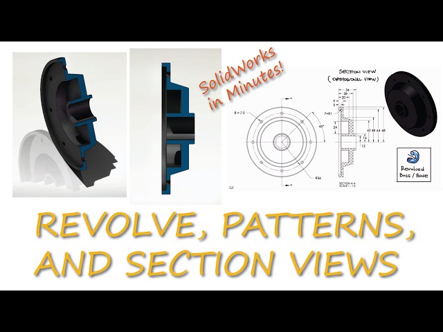 REVOLVE, Patterns, and Section Views in SolidWorks in 7 Minutes!