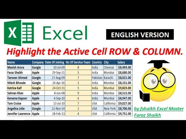 Simple Way to Highlight Active Cell, Row & Column In Excel