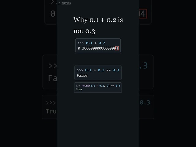 Why 0.1 + 0.2 is not 0.3 #Shorts