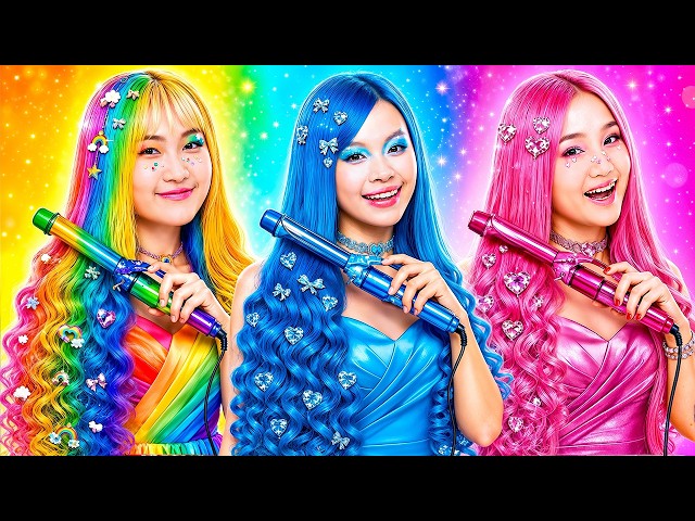 Pink Vs Blue Vs Rainbows Girl At Beauty Salon!