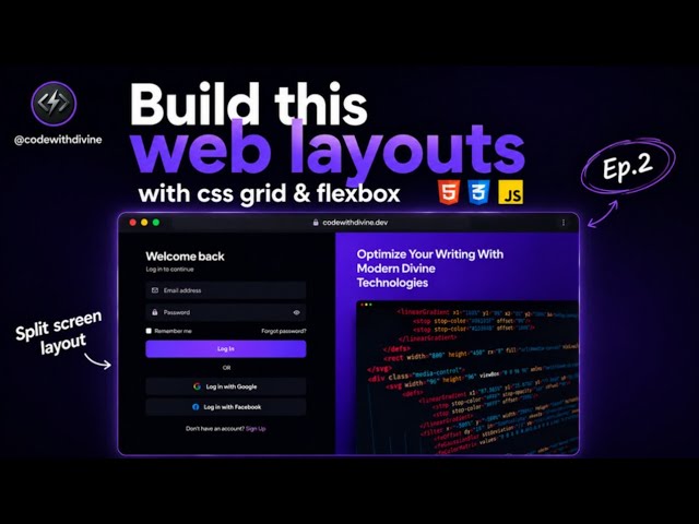 The #2 CSS Layout Every Developer Must Know (Ep. 2) - Login Page HTML CSS Project CSS Grid & Flexbox