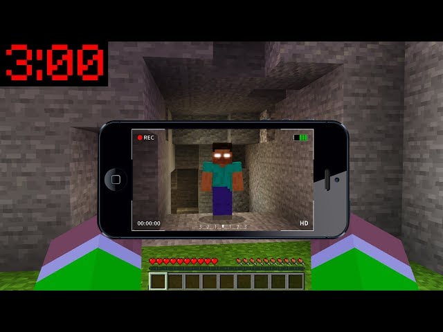 Minecraft PE : DO NOT ENTER HEROBRINE'S CAVE at 3:00AM