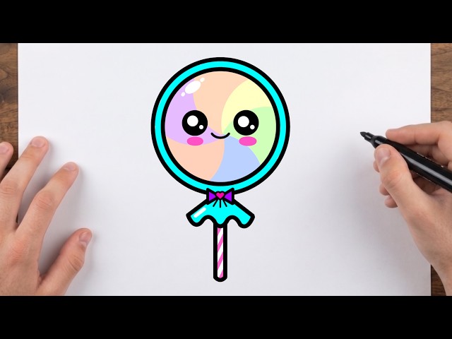 How to Draw a Cute Lollipop 🍭 | Easy Step by step drawing for kids.