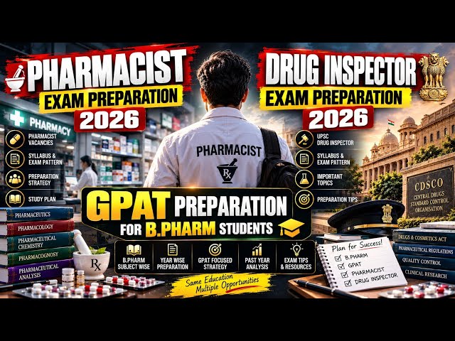 Pharmacist & Drug Inspector Exams Preparation 2026 | GPAT Preparation for B.Pharm Students