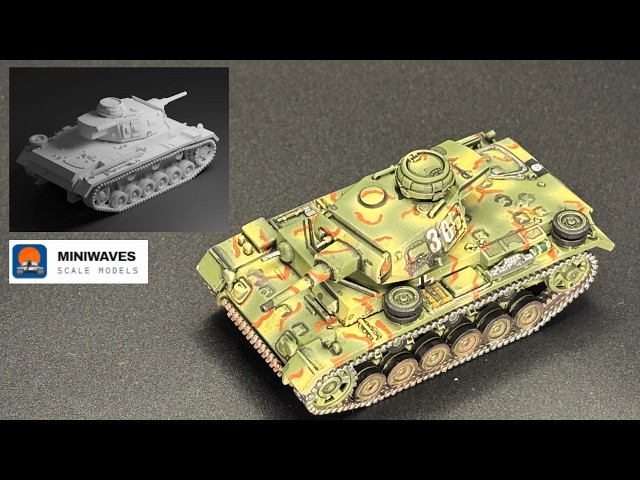 Mini Waves Scale Models 1:72 Panzer III - Painted 3D Printed Resin