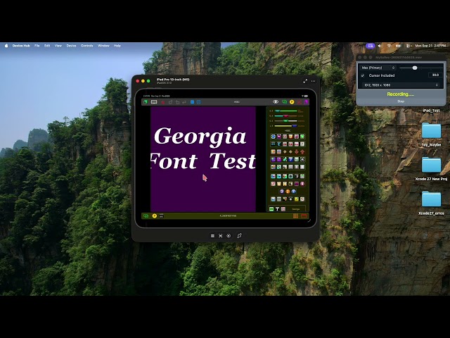 Xcode 27 Tested, iOS Sim with Text Shading