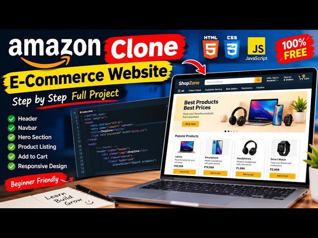 Amazon Clone Website Using HTML, CSS & JavaScript | Step-by-Step Tutorial