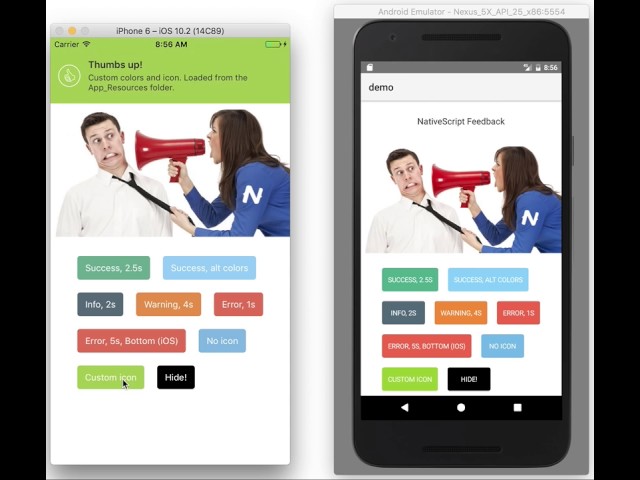 nativescript-feedback demo