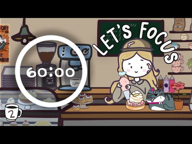 Coffee Shop Pomodoro | 4x60min | ADHD | Let’s Get Focused! White Noise ♡ #pomodoro