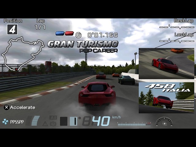 Gran Turismo PSP Career 1.0 | 458 Italia '09 - Nürburgring Gameplay (PPSSPP) [HD Remastered]