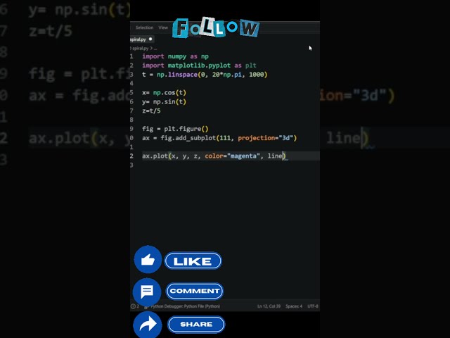 Python 3D Spiral Art 🌀 | Mesmerizing 3D Visualization with Python