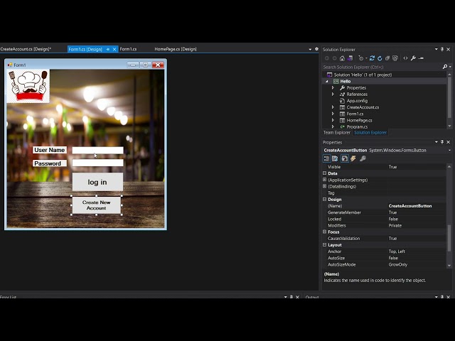 Create Account Screen Windows Forms | sohar university