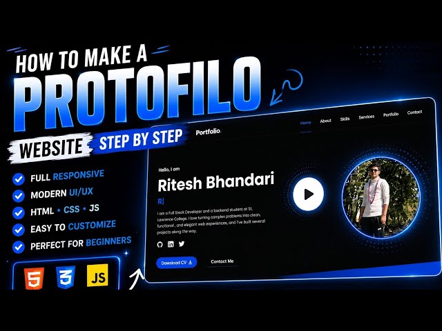 How to Make a Portfolio Website Step by Step 🚀 #HTML #CSS #JavaScript #WebDevelopment #Portfolio