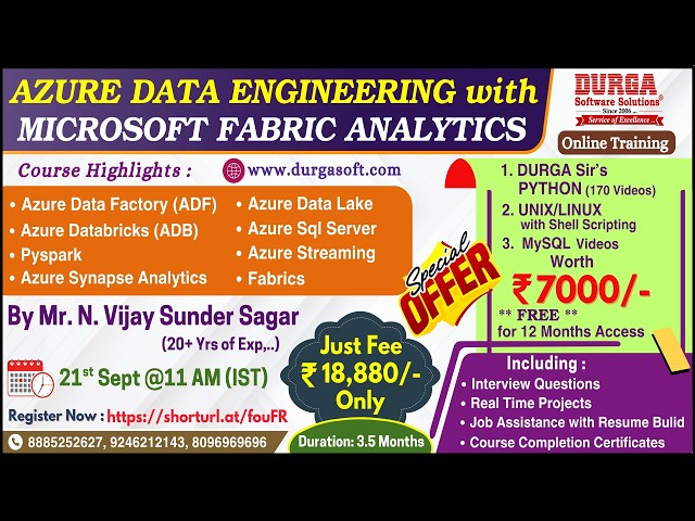 AZURE DATA ENGINEERING with MICROSOFT FABRIC ANALYTICS Online Training @ DURGASOFT