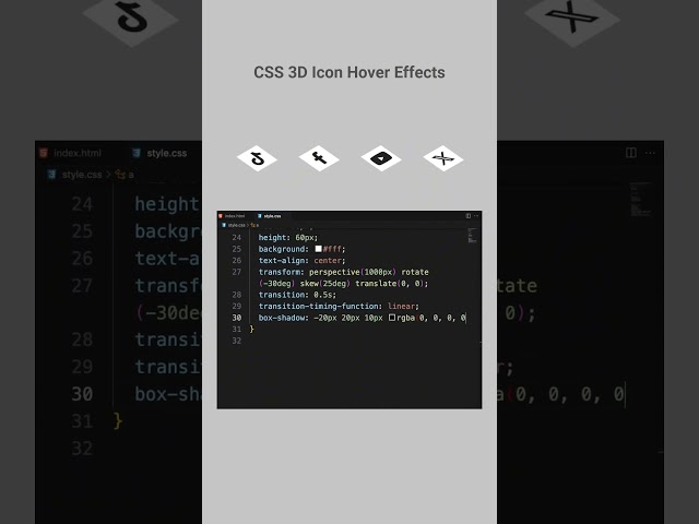 CSS 3D Icon Hover Effects using HTML, CSS and JavaScript