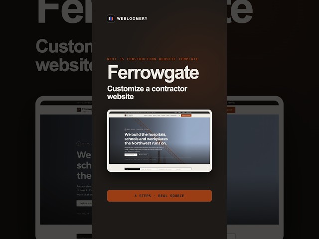 Customize a Next.js Construction Website Template in 4 Steps | Ferrowgate #Shorts