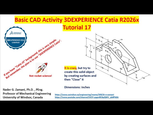 Tutorial 17 Basic CAD Activity  3DEXPERIENCE Catia R2026x Nader Zamani