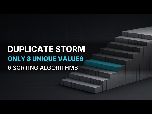 Duplicate Storm: 6 Algorithms Race a List of Only 8 Unique Values — Selection Sort Never Notices