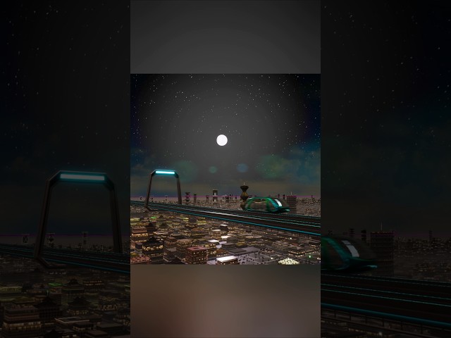 My procedural city now has a moon! #indiegame #gameplay