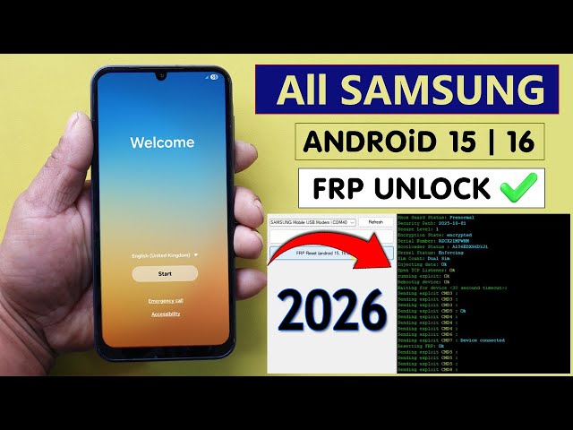 2026 ! All Samsung Android 15/16 One Click Frp Bypass/Reset Google A/c Lock - Without Test Point