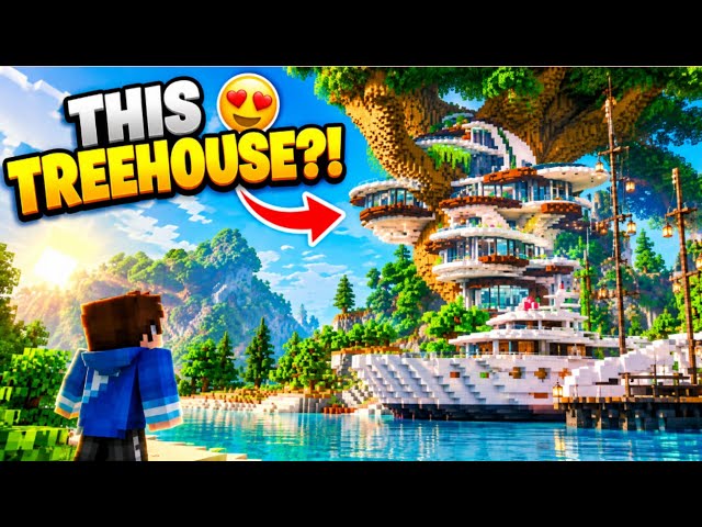 Exploring An Awesome Beachfront Treehouse Mansion In Minecraft😍