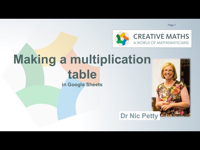 Spreadsheets with Dr Nic - a multiplication table