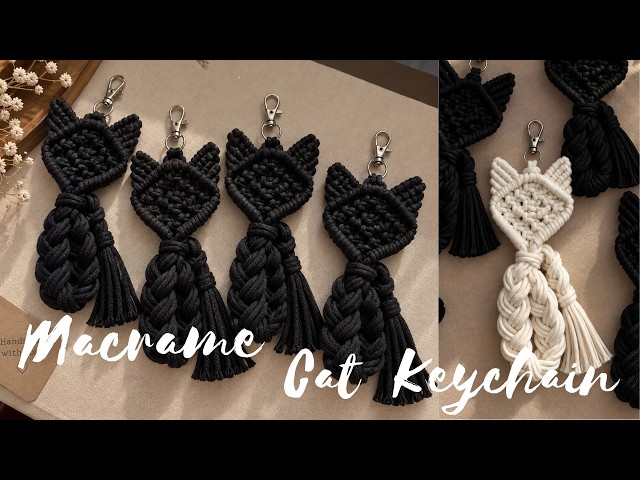 DIY Macramé Cat Keychain 🐈‍⬛ | Easy Macramé Cat Tutorial