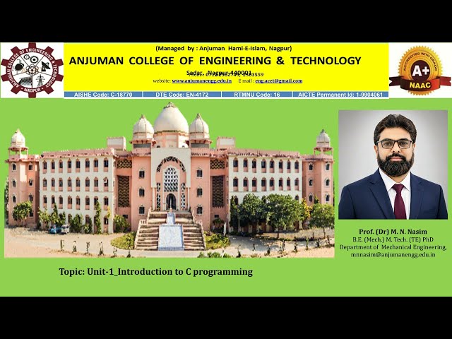 UNIT  1 C Programming Engineering