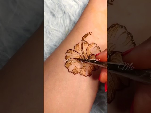 3d realistic hibiscus mehndi flower tutorial #shortsvideo #youtubeshorts #shorts #short #mehndi