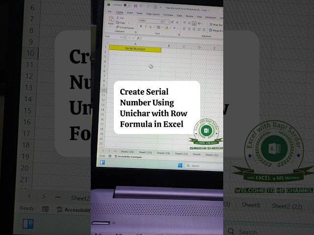 Create Serial Number Using UNICHAR With ROW Function in Excel!
