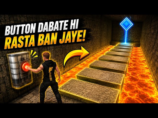 PRESS A BUTTON TO OPEN A PATH 😱 | FREE FIRE CRAFTLAND TUTORIAL | PATH APPEARS WHEN BUTTON IS PRESSED