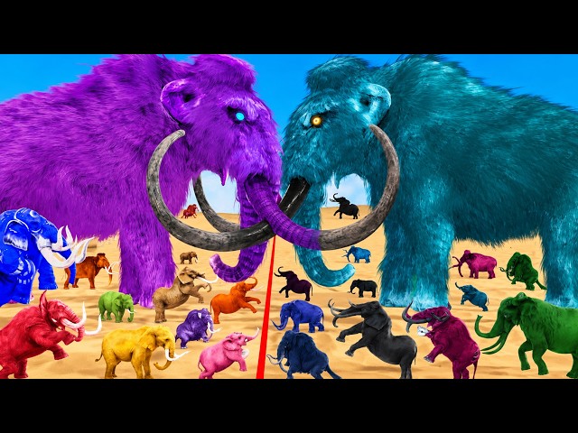 Epic Battle Prehistoric Elephant vs T-Rex Dinosaurs Vs 33 Wild Animals Animal Revolt Battle Simulato