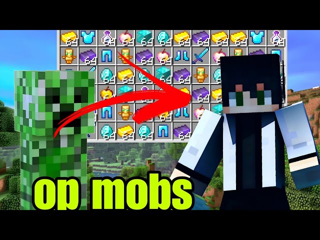 Minecraft PE But, Hostile Mobs Drops OP Items!😱😱