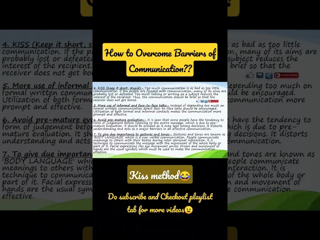kiss method😂|| Business Management|| How to overcome Barriers of Communication|| #bcom1styear