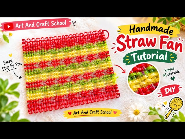 How to Make a Handmade Straw Fan | Easy DIY Straw Craft Tutorial | Art And Craft School