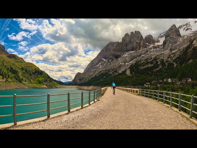 🚴‍♂️ Cycling on a 60m High Dam! 🏔️ From Lake Fedaia to Canazei