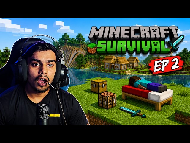 I FINALLY Found a Village in Minecraft Survival! 🏡🔥 | EP 2 #minecraft #viral #fyp #viral #foryou